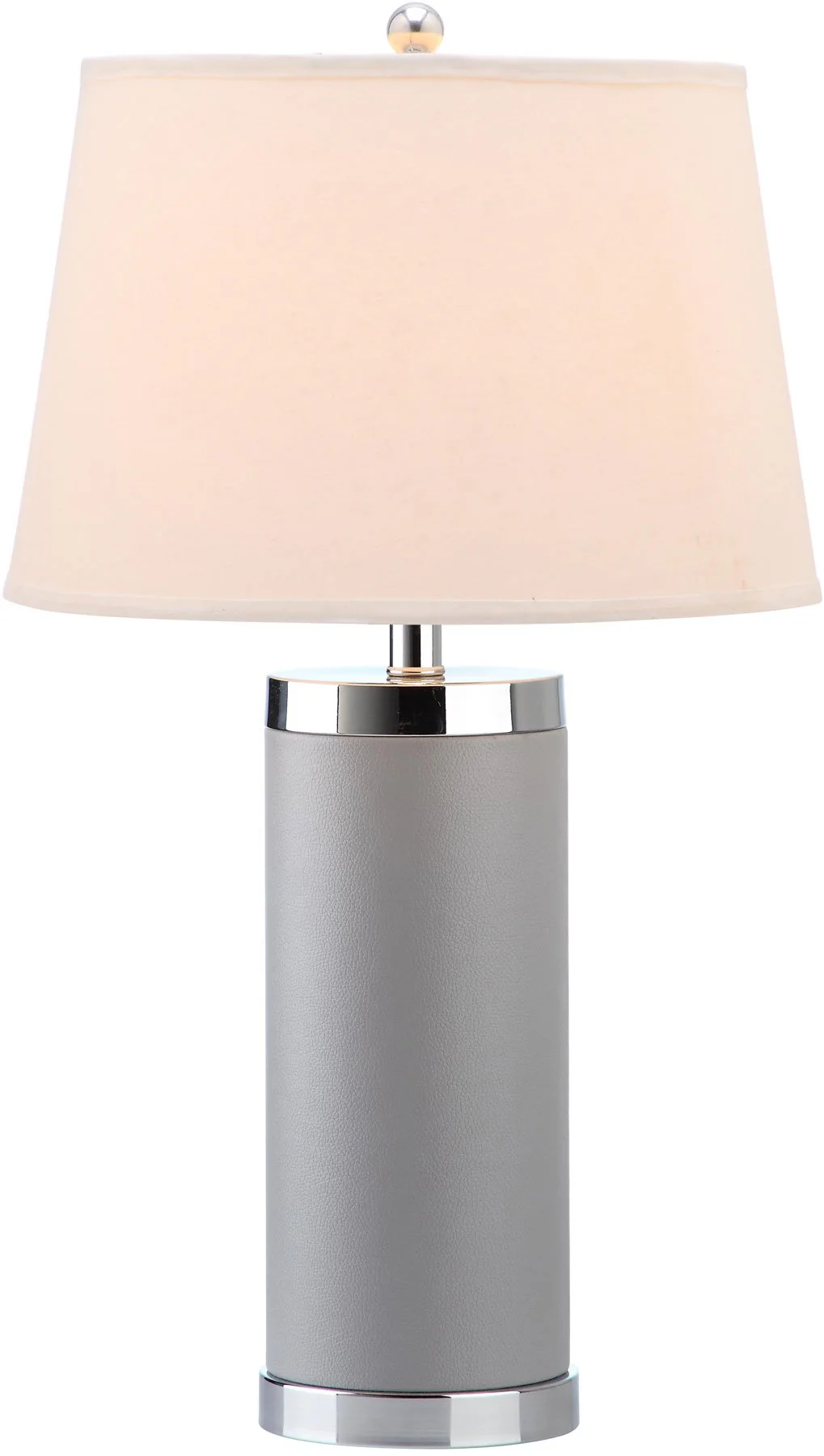 Safavieh Leather 25-Inch H Column Table Lamp Set Of 2 - Grey - Image 3