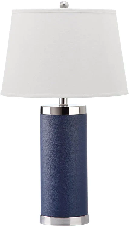 Safavieh Leather 25-Inch H Column Table Lamp Set Of 2 - Navy - Image 3