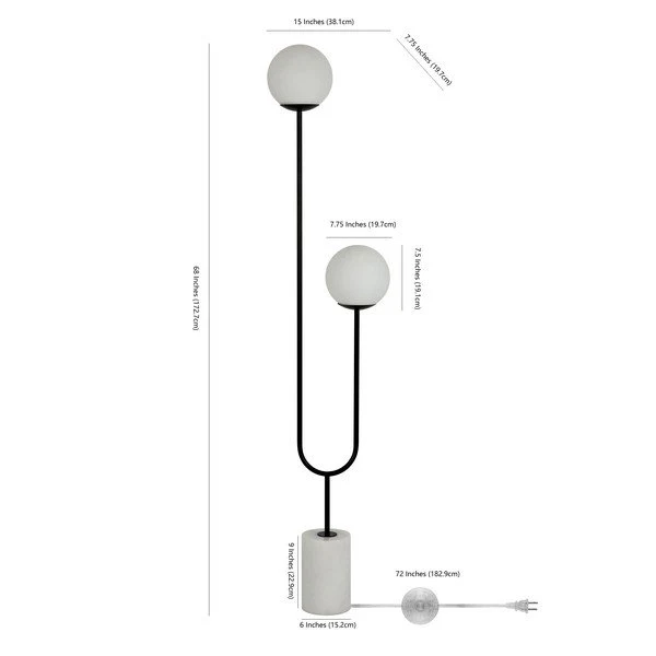 Safavieh Leif Iron And Marble Floor Lamp - Black - Image 3