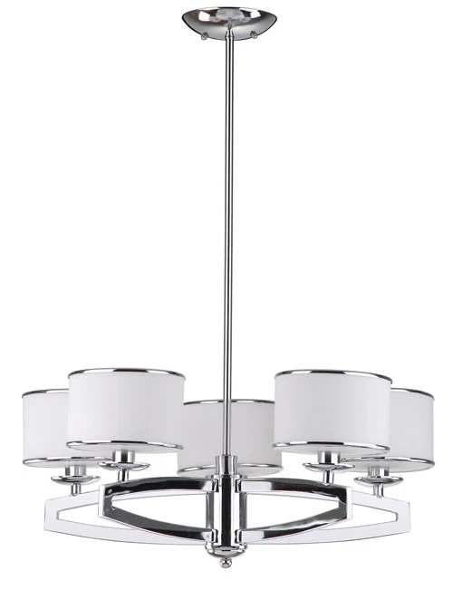 Safavieh Lenora 5 Light Chrome 25 Inch Dia Drum Adjustable Pendant - Chrome - Image 3