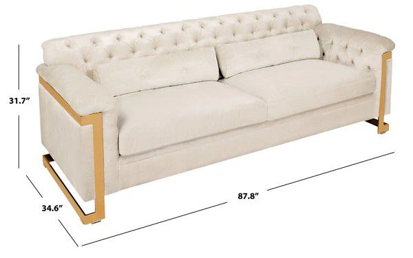 Safavieh Lethbridge Velvet Sofa - White - Image 3