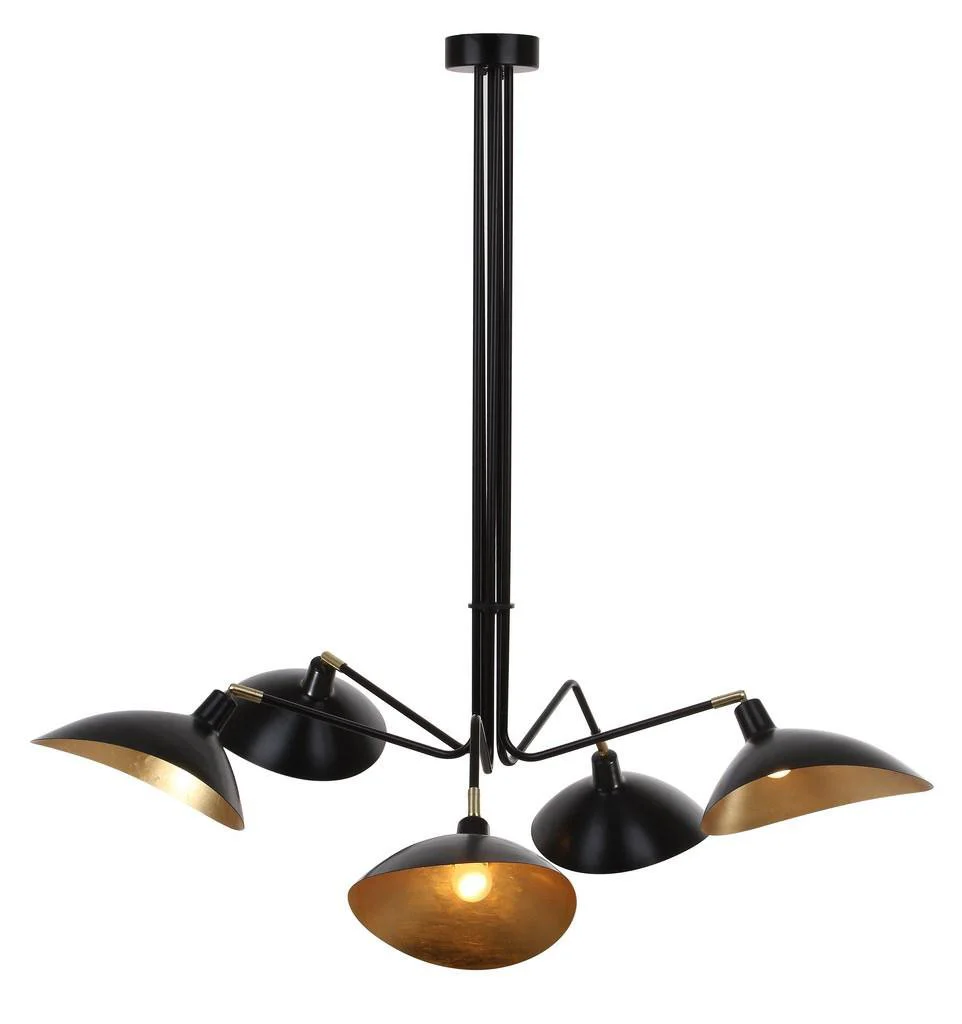 Safavieh Lettie 5 Light Gold Leaf Detail 49 Inch Dia Pendant - Black - Image 3