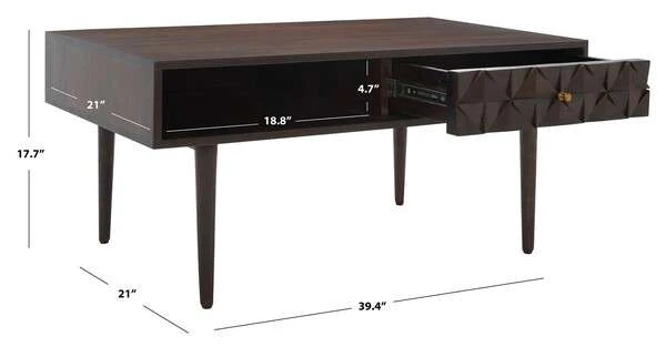 Safavieh Lexington Coffee Table - Walnut - Image 4
