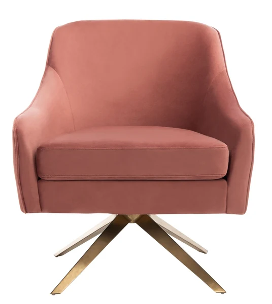 Safavieh Leyla Swivel Velvet Chair - Dusty Rose - Image 2