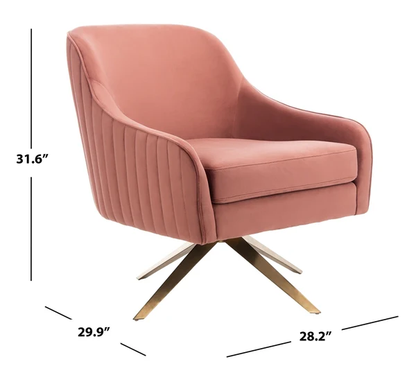Safavieh Leyla Swivel Velvet Chair - Dusty Rose - Image 3