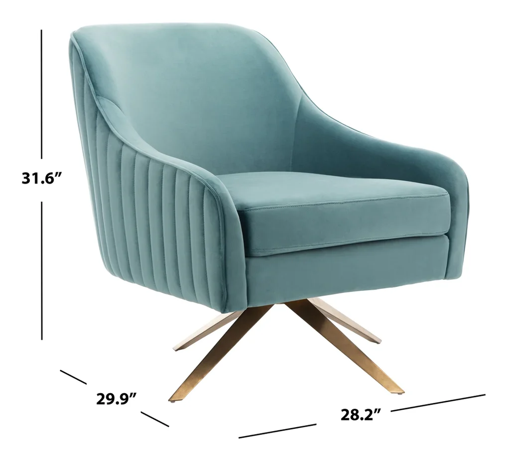 Safavieh Leyla Swivel Velvet Chair - Seafoam - Image 2