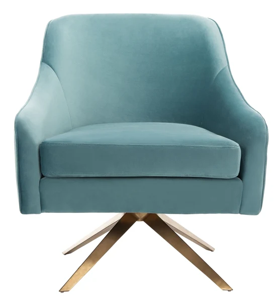 Safavieh Leyla Swivel Velvet Chair - Seafoam - Image 3