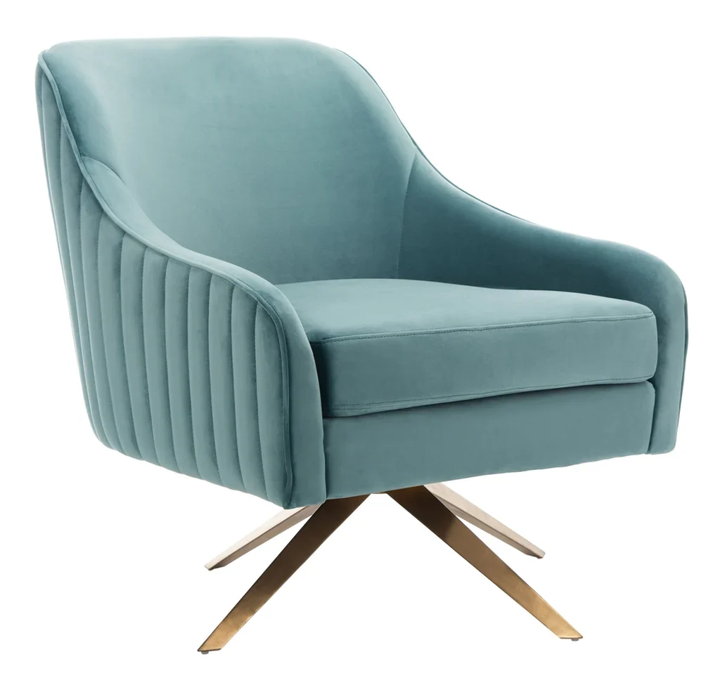 Safavieh Leyla Swivel Velvet Chair - Seafoam - Image 6