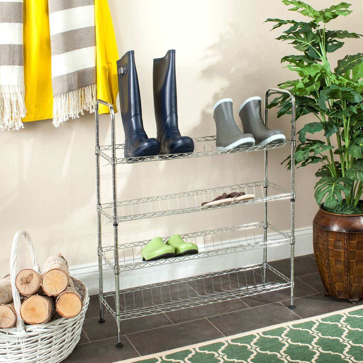 Safavieh Lidia Chrome Wire Adjustable Shoe Rack (29.5 In. W X 9.8 In. D X 33.5 In. H) - Chrome - Image 3