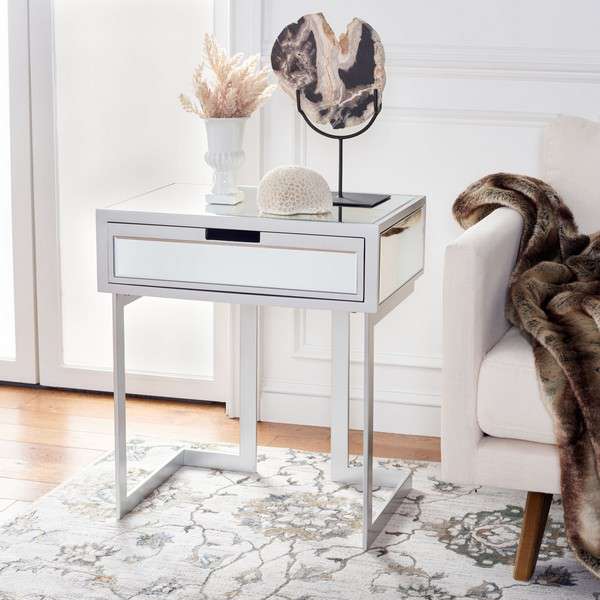 Safavieh Lilo 1 Drawer Mirrored Accent Table - Silver - Image 4