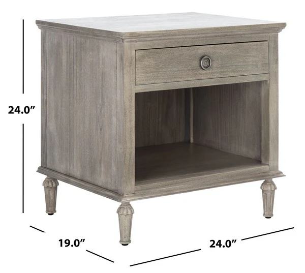 Safavieh Lisabet 1 Drawer Wd Nightstand - Light Gray - Image 3