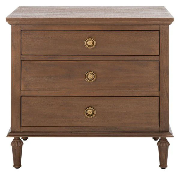 Safavieh Lisabet 3 Drawer Wd Nightstand - Brown - Image 2