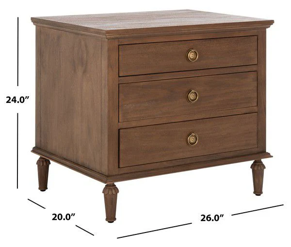 Safavieh Lisabet 3 Drawer Wd Nightstand - Brown - Image 3
