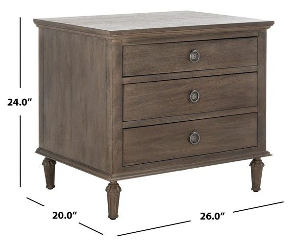 Safavieh Lisabet 3 Drawer Wd Nightstand - Light Brown - Image 3