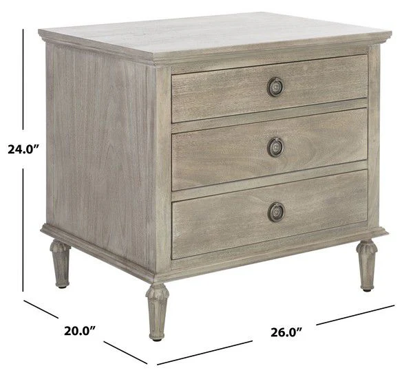 Safavieh Lisabet 3 Drawer Wd Nightstand - Light Gray - Image 3