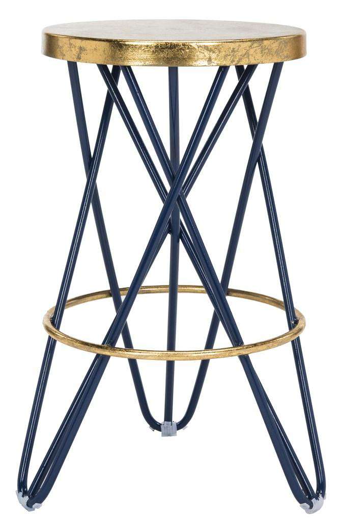 Safavieh Lorna Gold Leaf Counter Stool - Navy - Image 2