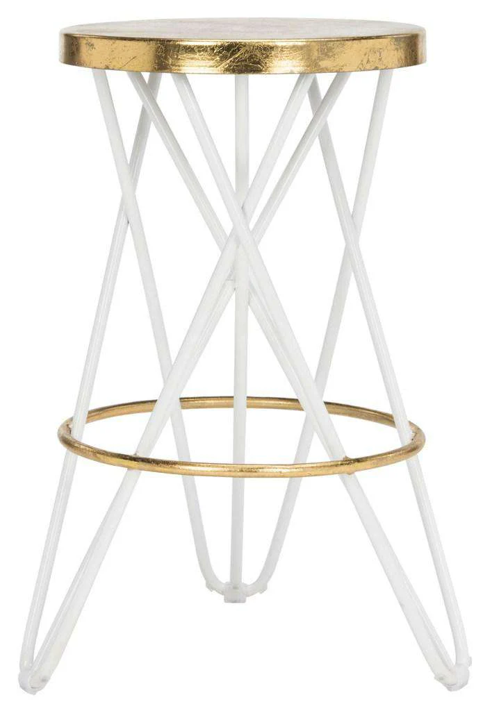 Safavieh Lorna Gold Leaf Counter Stool - White - Image 2