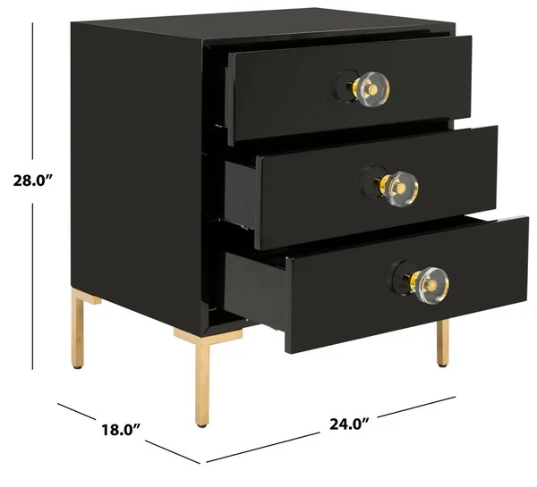 Safavieh Lucian 3-Drawer Side Table - Black - Image 2