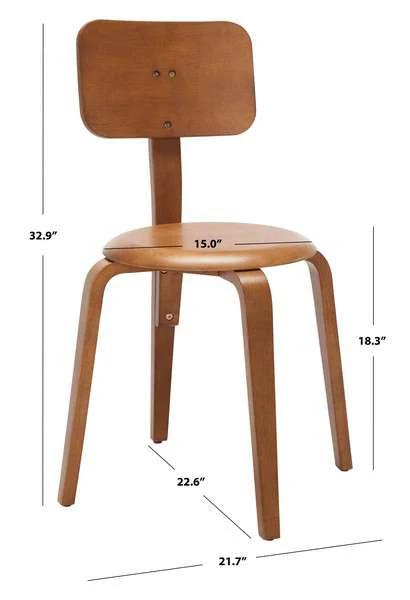 Safavieh Luella Stackable Dining Chair Set Of 2 - Walnut - Image 4