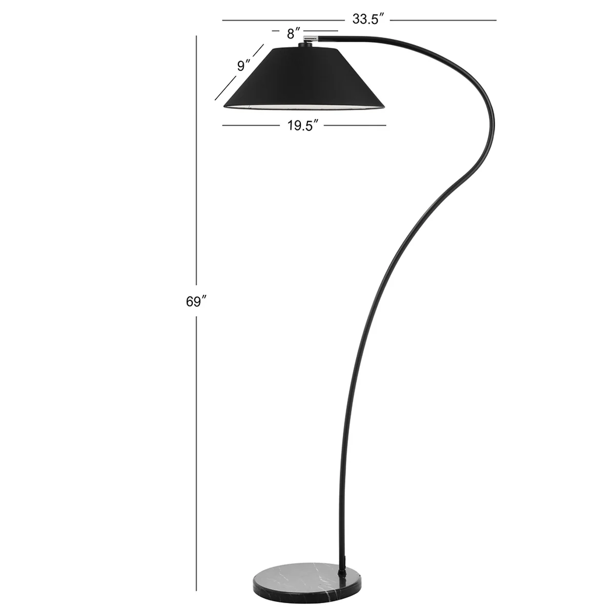 Safavieh Lumi Arc 69-Inch H Floor Lamp - Black - Image 3
