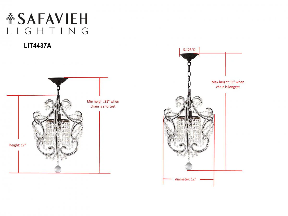 Safavieh Luna 1 Light Brown 12-Inch Dia Adjustable Chandelier - Brown - Image 3