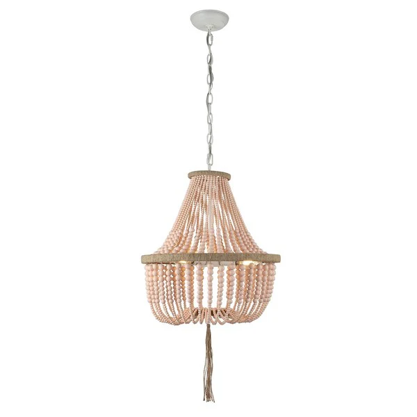 Safavieh Lush Kristi 3 Light 16.5 Inch Dia Blush Beaded Pendant - Blush - Image 2