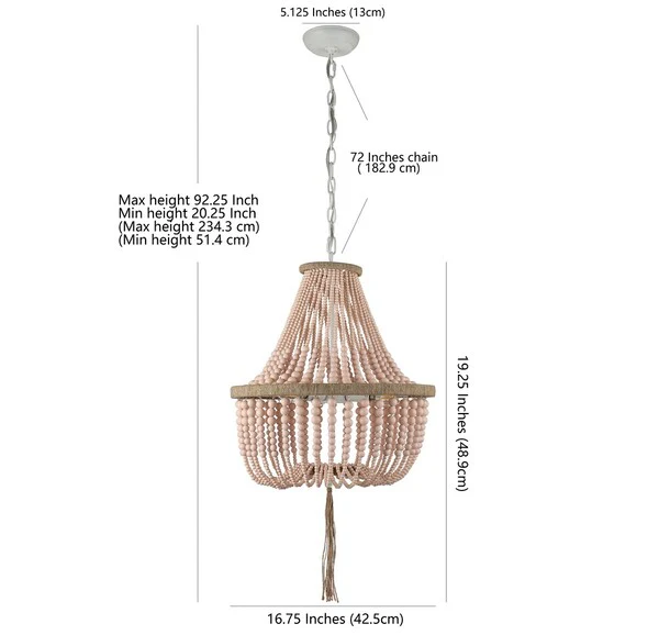 Safavieh Lush Kristi 3 Light 16.5 Inch Dia Blush Beaded Pendant - Blush - Image 3