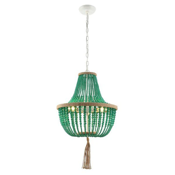 Safavieh Lush Kristi 3 Light 16.5 Inch Dia Emerald Beaded Pendant - Emerald - Image 2