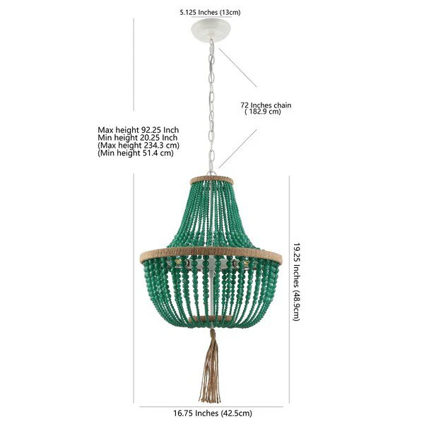 Safavieh Lush Kristi 3 Light 16.5 Inch Dia Emerald Beaded Pendant - Emerald - Image 3