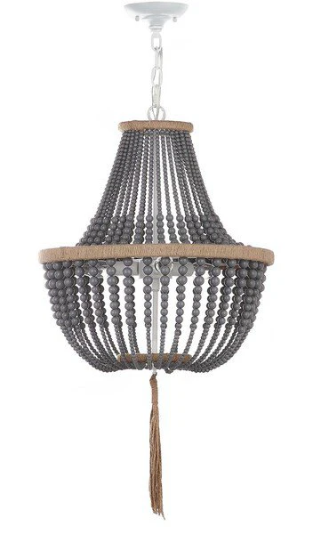 Safavieh Lush Kristi 3 Light 16.5-Inch Dia Grey Beaded Pendant - Grey - Image 2