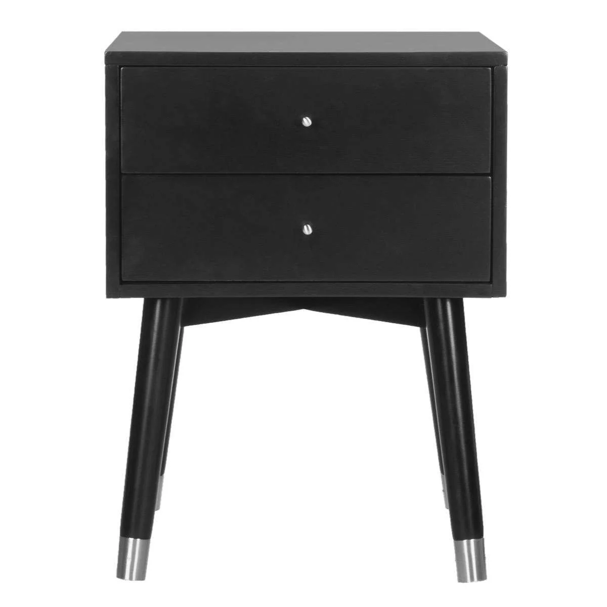 Safavieh Lyla Mid Century Retro Silver Cap Nightstand - Black - Image 2