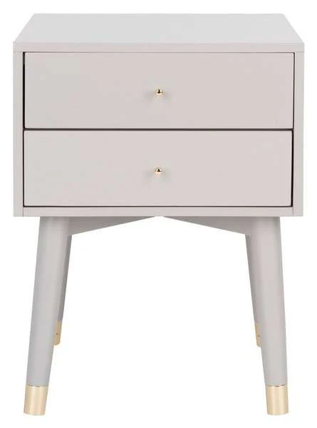 Safavieh Lyla Mid Century Retro Silver Cap Nightstand - Grey With Gold - Image 2