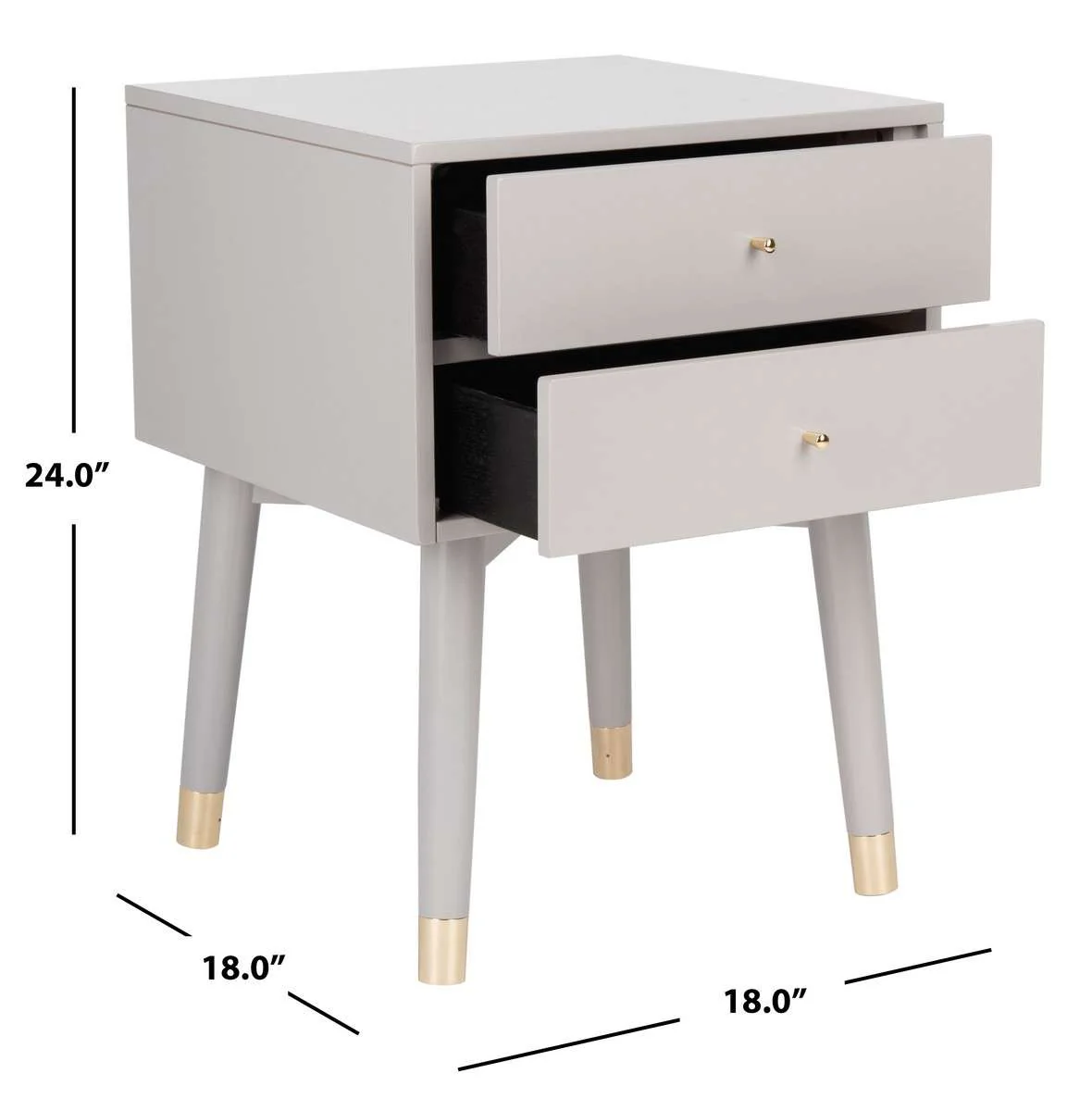 Safavieh Lyla Mid Century Retro Silver Cap Nightstand - Grey With Gold - Image 3