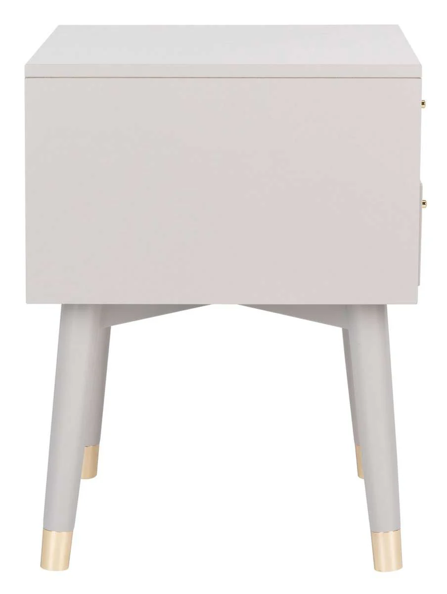 Safavieh Lyla Mid Century Retro Silver Cap Nightstand - Grey With Gold - Image 4