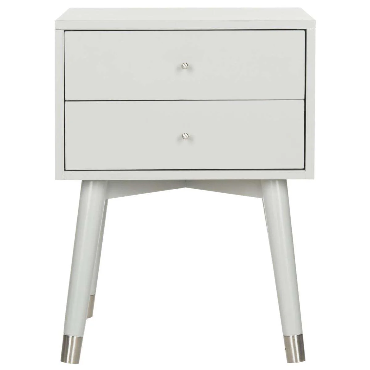Safavieh Lyla Mid Century Retro Silver Cap Nightstand - Grey With Silver - Image 2