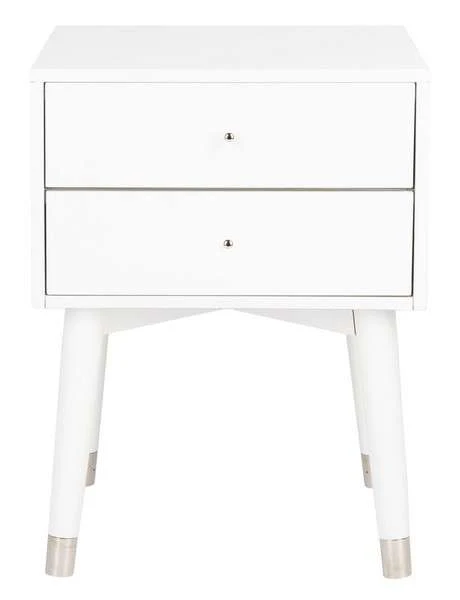 Safavieh Lyla Mid Century Retro Silver Cap Nightstand - White - Image 2