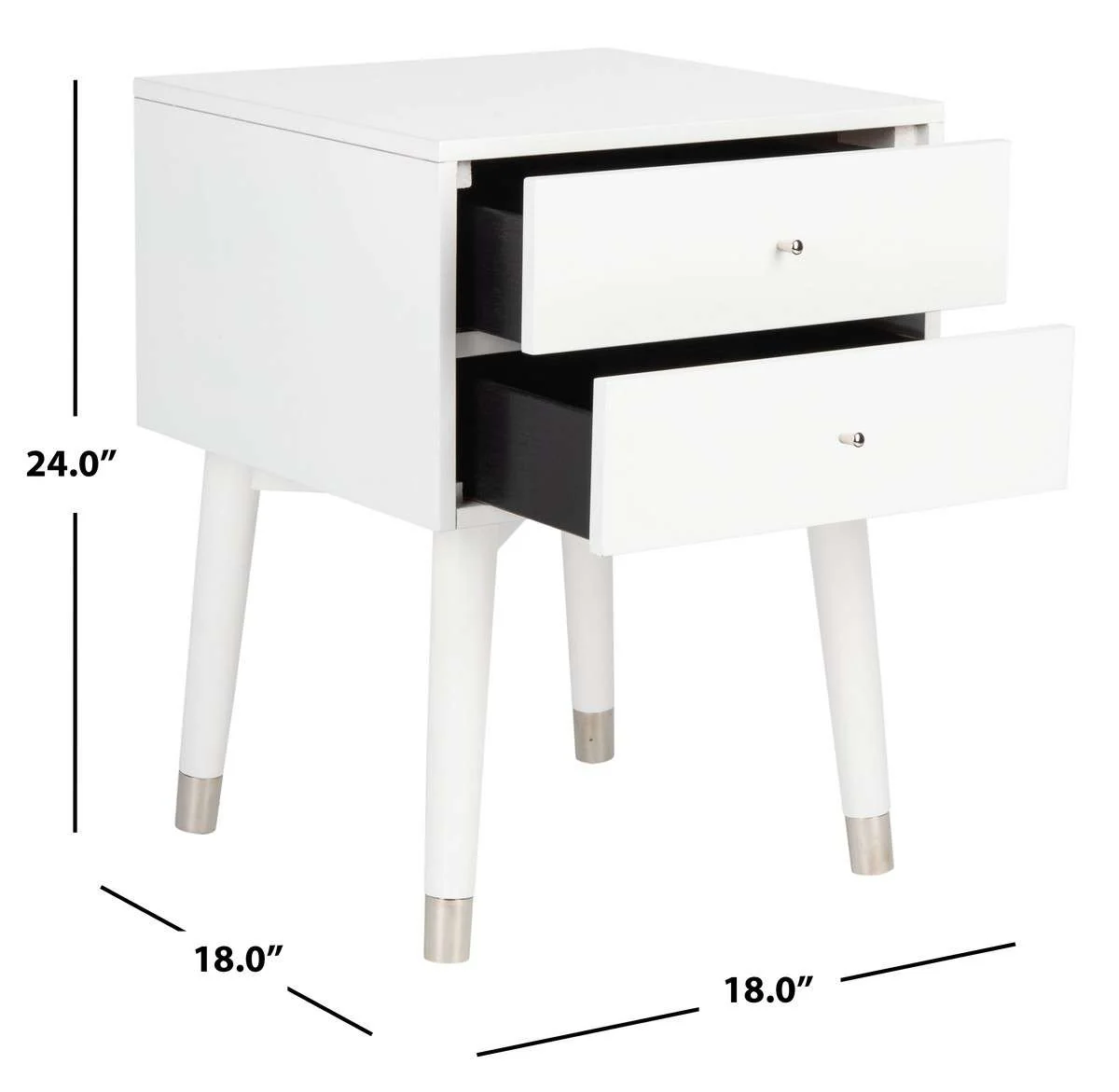Safavieh Lyla Mid Century Retro Silver Cap Nightstand - White - Image 3