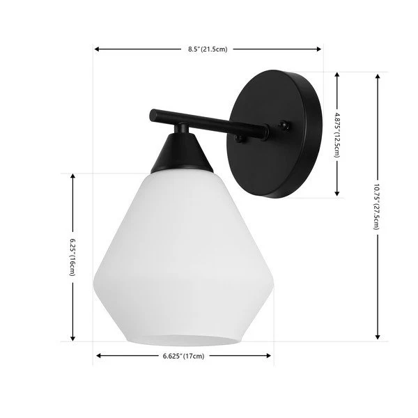 Safavieh Lyona, 8.5 Inch, Black/White, Iron/Glass Wall Sconce Set Of 2 Set Of 2 - Black - Image 3