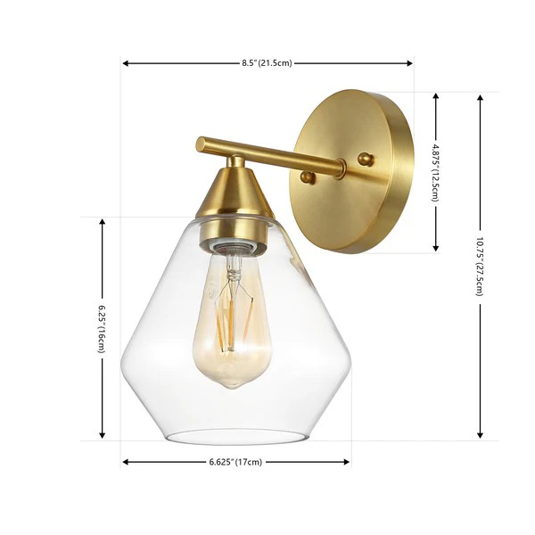 Safavieh Lyona, 8.5 Inch, Gold/Clear, Iron/Glass Wall Sconce Set Of 2 Set Of 2 - Gold - Image 3