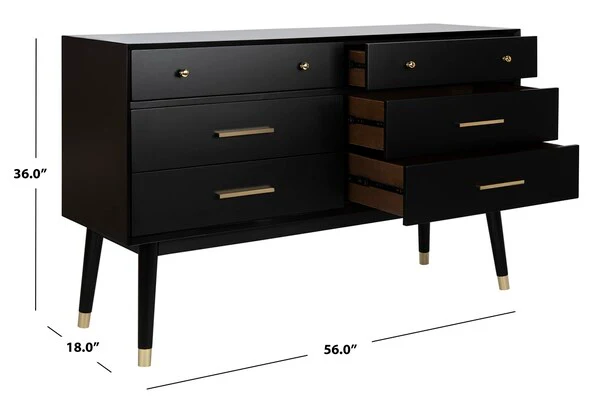 Safavieh Madden Retro Dresser - Black and Brass - Image 3