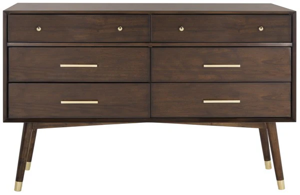 Safavieh Madden Retro Dresser - Walnut and Brass - Image 2