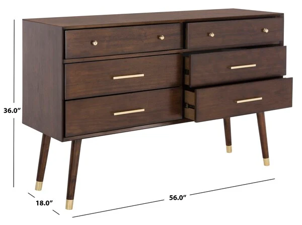 Safavieh Madden Retro Dresser - Walnut and Brass - Image 3