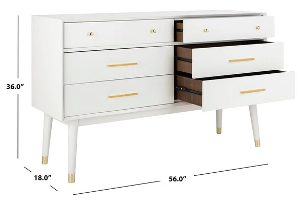 Safavieh Madden Retro Dresser - White and Brass - Image 3