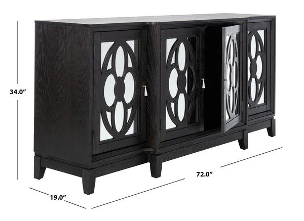 Safavieh Madeleine Mirrored Sideboard - Black - Image 3