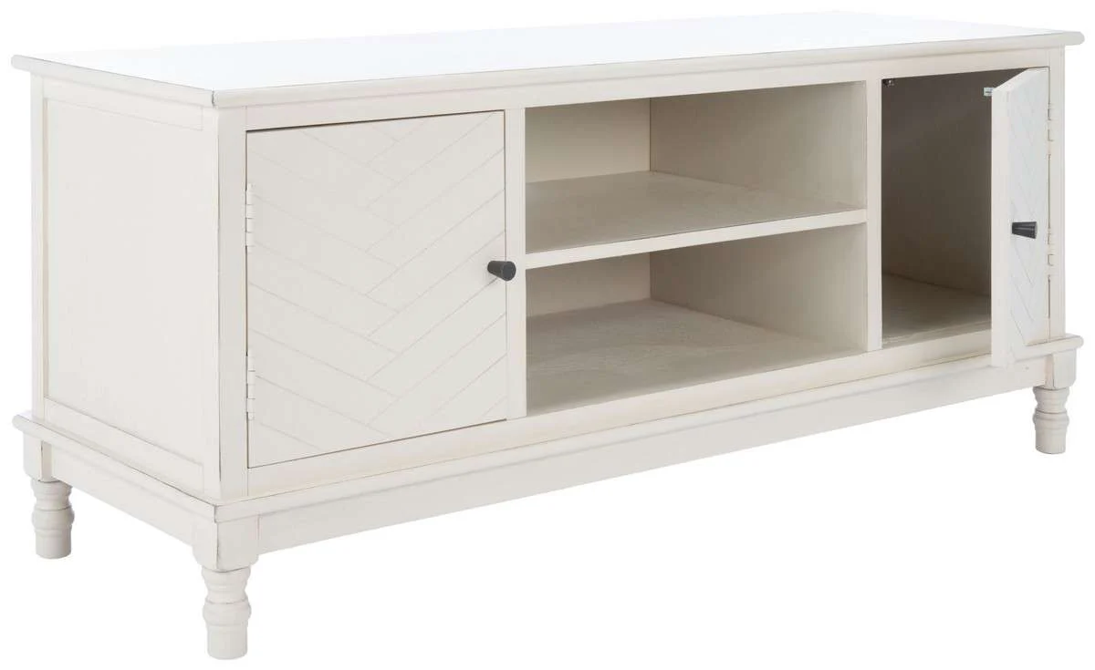 Safavieh Magnolia 2 Door 2 Shelf Media Stand - Distressed White - Image 3