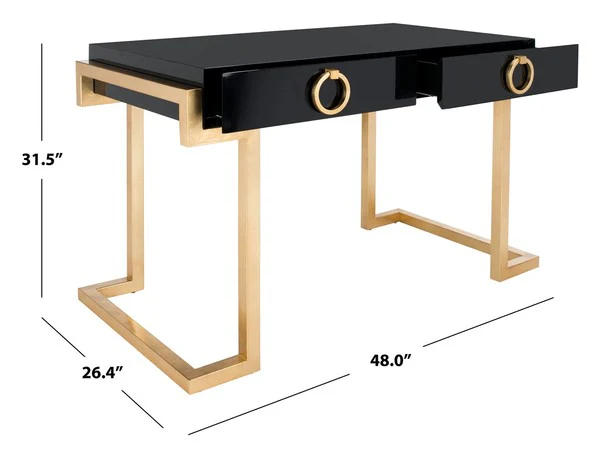 Safavieh Maia 2-Drawer Desk - Black - Image 3