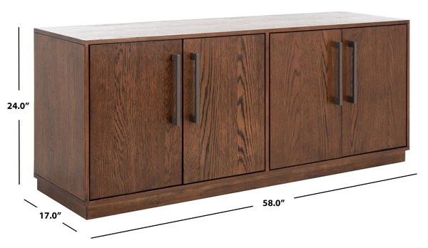 Safavieh Mallory 4 Door Media Stand - Dark Brown - Image 3