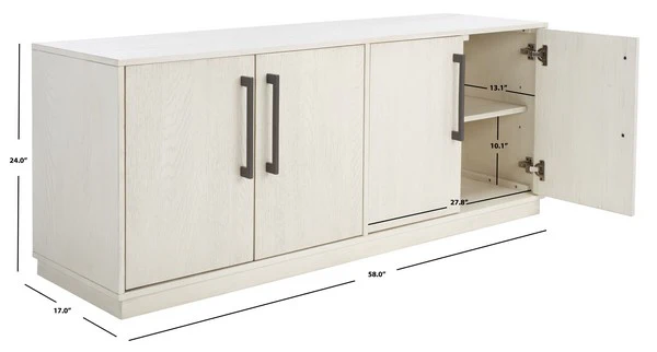 Safavieh Mallory 4 Door Media Stand - White Washed - Image 3