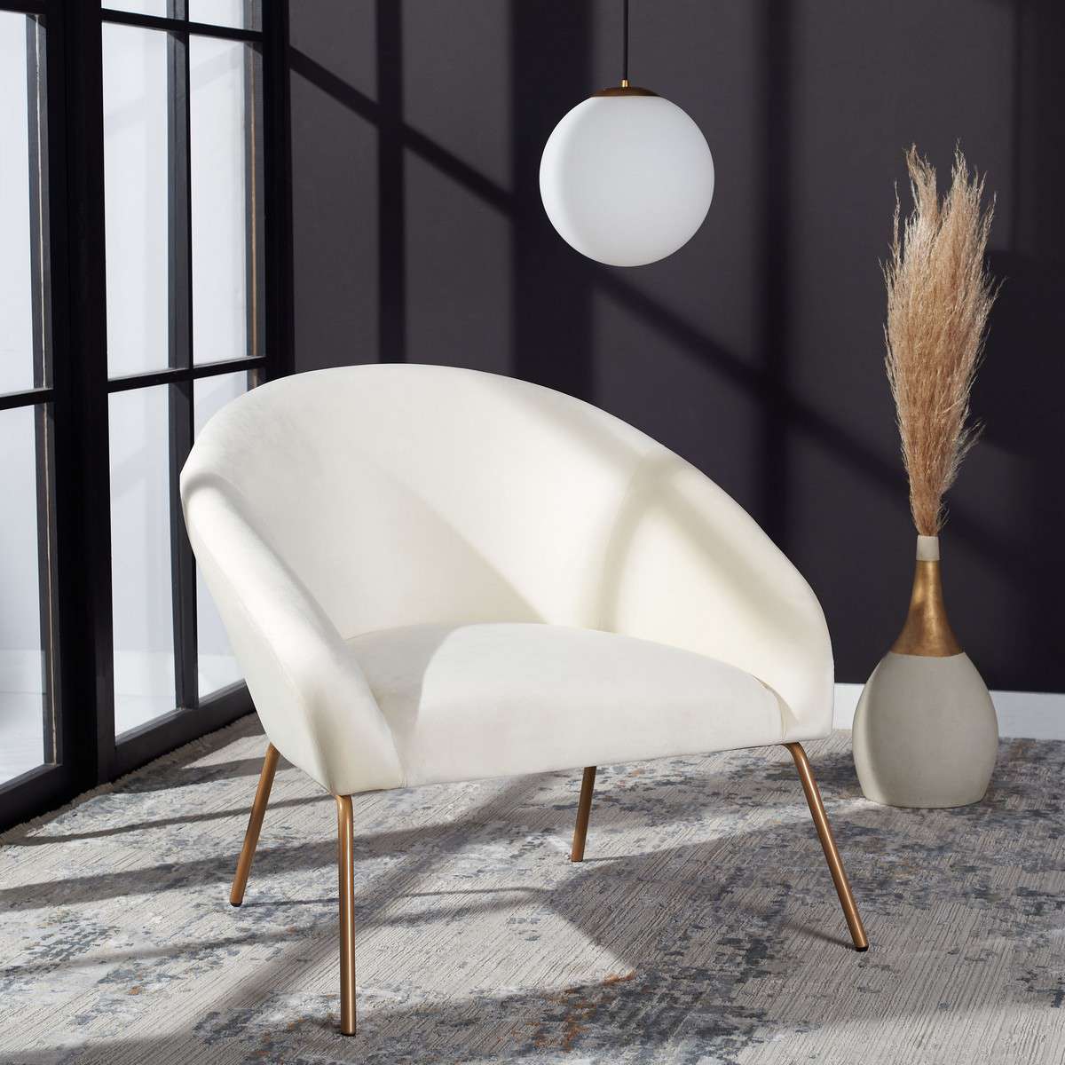 Safavieh Mandi Velvet Accent Chair - Cream Velvet - Image 4