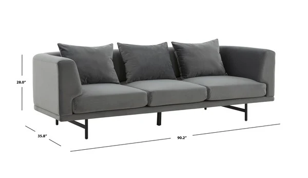 Safavieh Marcy Velvet Sofa - Gray - Image 4